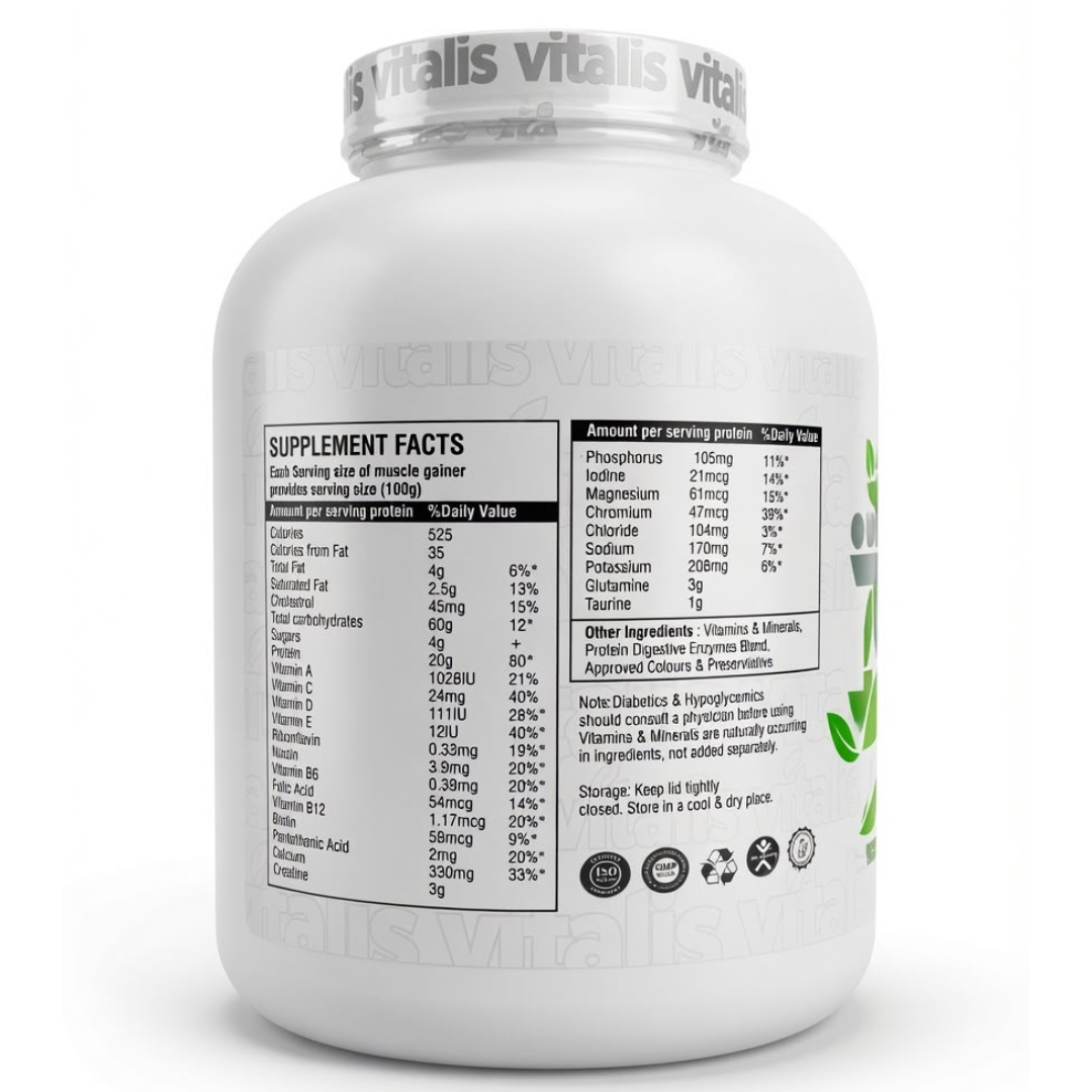 Vitalis MASSUP Super Anabolic Growth Accelerator – Vanilla Flavour | 20g Protein | 30 Servings | 3 kg (6.6 lb)